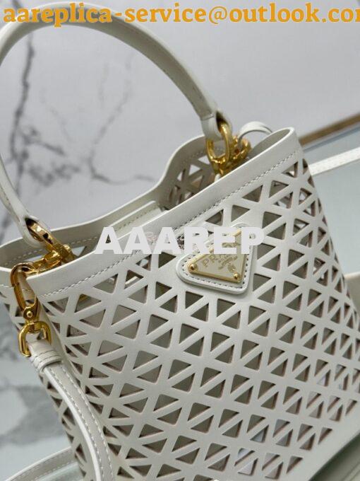 Replica Prada Panier leather mini-bag with cut-out motif 1BA217 White 7