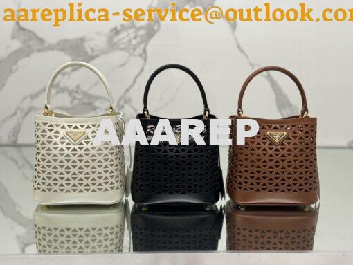 Replica Prada Panier leather mini-bag with cut-out motif 1BA217 Caramel