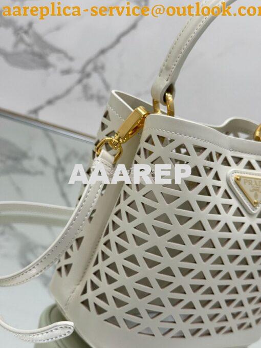 Replica Prada Panier leather mini-bag with cut-out motif 1BA217 White 8