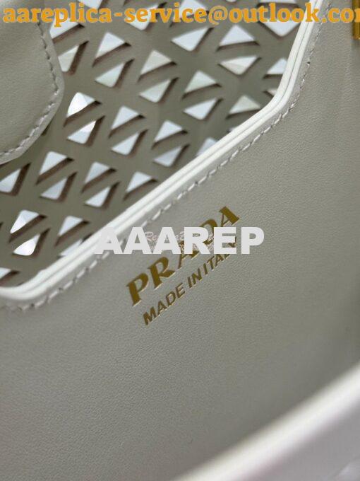 Replica Prada Panier leather mini-bag with cut-out motif 1BA217 White 11