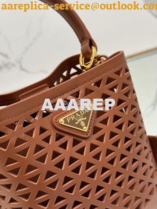 Replica Prada Panier leather mini-bag with cut-out motif 1BA217 Caramel 7