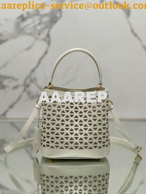 Replica Prada Panier leather mini-bag with cut-out motif 1BA217 White 13