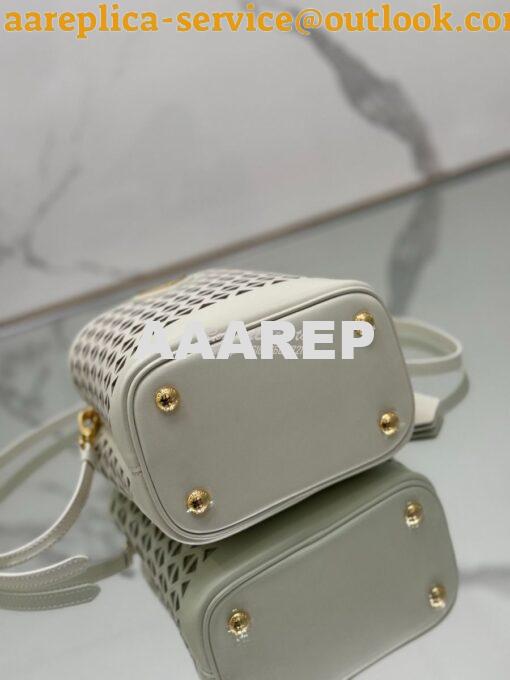 Replica Prada Panier leather mini-bag with cut-out motif 1BA217 White 14
