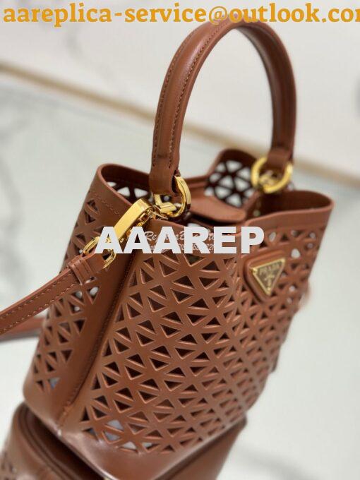 Replica Prada Panier leather mini-bag with cut-out motif 1BA217 Caramel 9