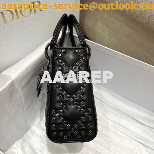 Replica Dior Mini Lady Dior Bag Black Lucky Star Cannage Lambskin M050 5