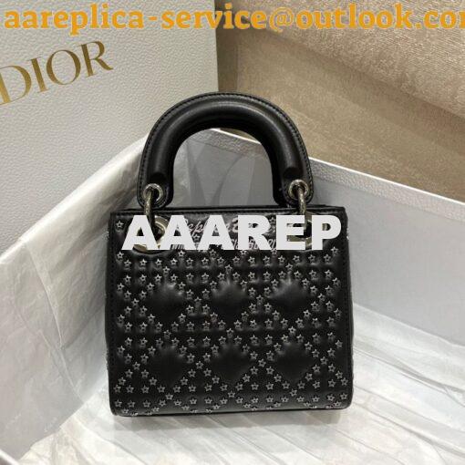Replica Dior Mini Lady Dior Bag Black Lucky Star Cannage Lambskin M050 6