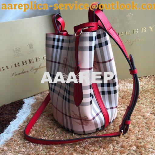 Replica Burberry Haymarket Check Crossbody Bucket Bag 40571581 Red 3