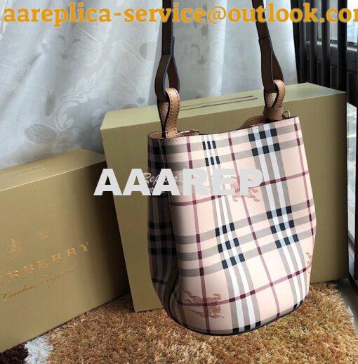 Replica Burberry Haymarket Check Crossbody Bucket Bag 40571581 Brown 5