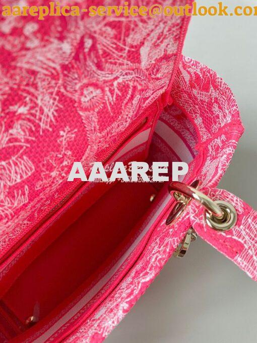 Replica Dior Medium Lady D-Lite Bag Fluorescent Pink Toile de Jouy Rev 9