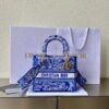 Replica Dior Medium Lady D-Lite Bag Fluorescent Blue Toile de Jouy Rev