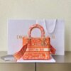 Replica Dior Medium Lady D-Lite Bag Fluorescent Orange Toile de Jouy R