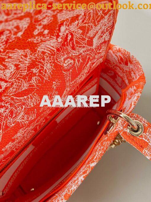 Replica Dior Medium Lady D-Lite Bag Fluorescent Orange Toile de Jouy R 8