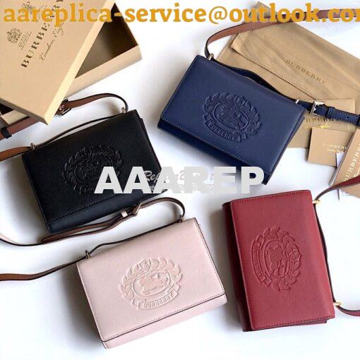 Replica Burberry Embossed Crest Leather Wallet with Detachable Strap