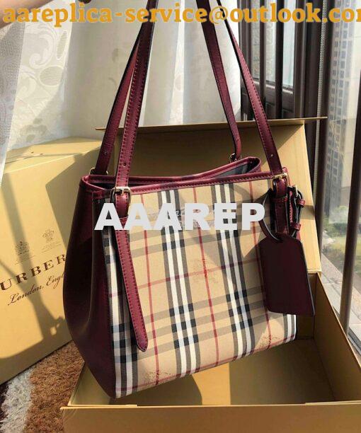 Replica Burberry Small Canter in Horseferry Check Tote Bag with Leathe