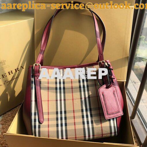 Replica Burberry Small Canter in Horseferry Check Tote Bag with Leathe 3