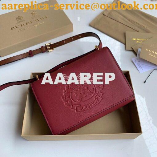 Replica Burberry Embossed Crest Leather Wallet with Detachable Strap 8
