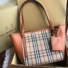 Replica Burberry Small Canter in Horseferry Check Tote Bag with Leathe 11