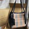 Replica Burberry London Check and Leather Backpack Charcoal/black 12