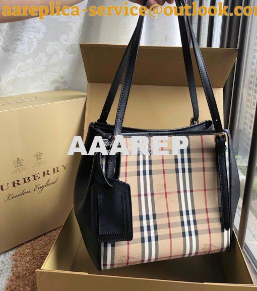 Replica Burberry Small Canter in Horseferry Check Tote Bag with Leathe