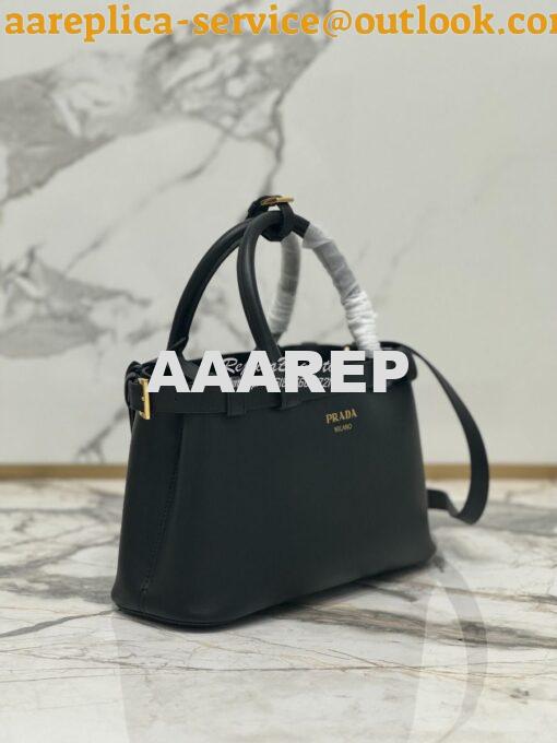 Replica Prada Buckle small leather handbag with double belt 1BA418 Bla 3
