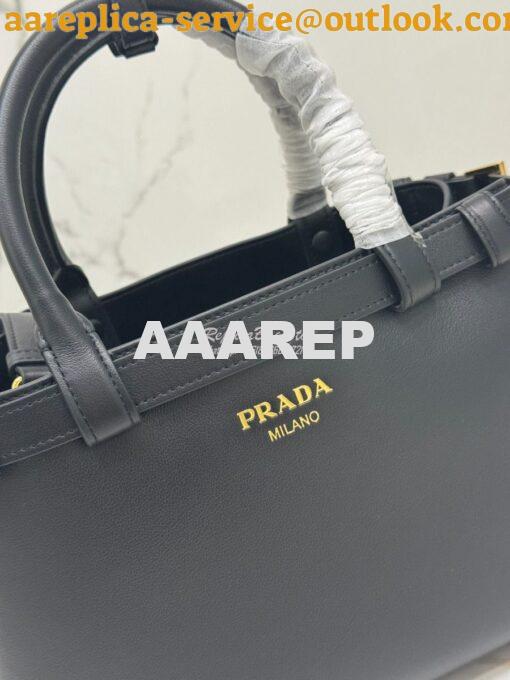 Replica Prada Buckle small leather handbag with double belt 1BA418 Bla 4