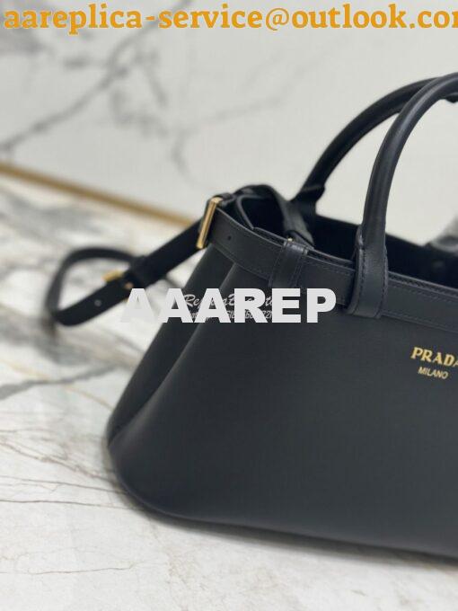 Replica Prada Buckle small leather handbag with double belt 1BA418 Bla 5