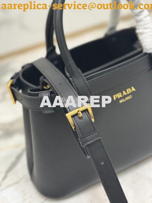 Replica Prada Buckle small leather handbag with double belt 1BA418 Bla 6