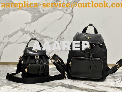 Replica Prada Medium Re-Nylon and brushed leather backpack 1BZ074