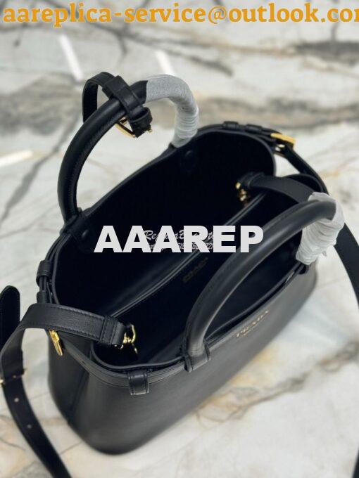 Replica Prada Buckle small leather handbag with double belt 1BA418 Bla 9