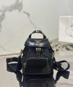 Replica Prada Small Re-Nylon and brushed leather backpack 1BZ075