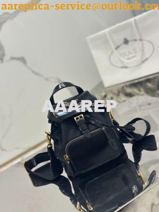 Replica Prada Small Re-Nylon and brushed leather backpack 1BZ075 2