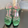 Replica Gucci GG-Chain Leather Sandals 746614 Green