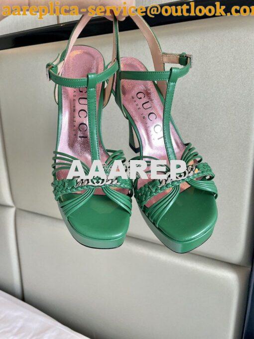 Replica Gucci GG-Chain Leather Sandals 746614 Green 3