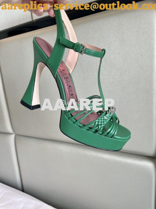 Replica Gucci GG-Chain Leather Sandals 746614 Green 4