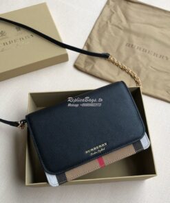 Replica Burberry Leather and House Check Wallet with Detachable Strap