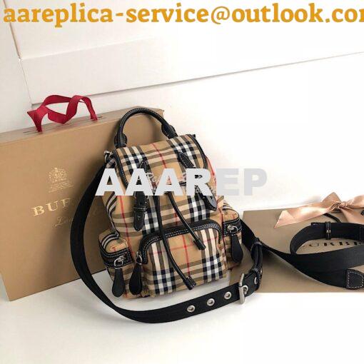 Replica Burberry The Small Rucksack in Vintage Check and Leather