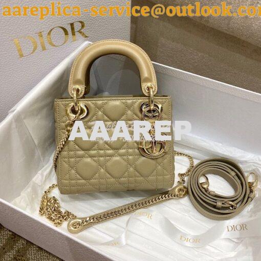 Replica Dior Quilted Natural Lambskin Leather Mini Lady Dior Bag