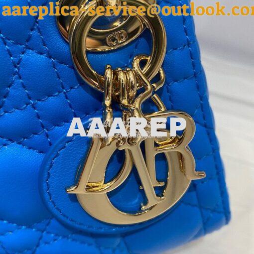 Replica Micro Lady Dior Bag Bright Blue Cannage Lambskin S0856 2