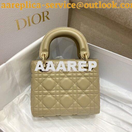 Replica Dior Quilted Natural Lambskin Leather Mini Lady Dior Bag 5