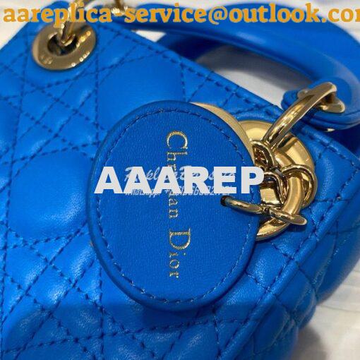 Replica Micro Lady Dior Bag Bright Blue Cannage Lambskin S0856 3
