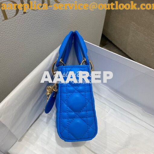 Replica Micro Lady Dior Bag Bright Blue Cannage Lambskin S0856 4