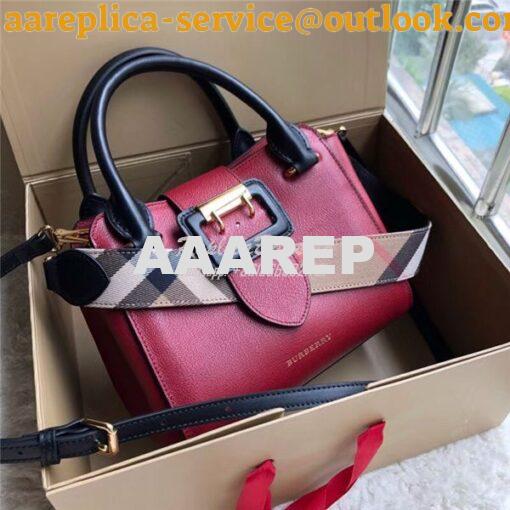 Replica  Burberry The Small/Medium Buckle Tote in red Grainy Leather 4