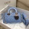 Replica Lady Dior Medium Bag Natural Wicker and Blue Dior Oblique Jacq 10
