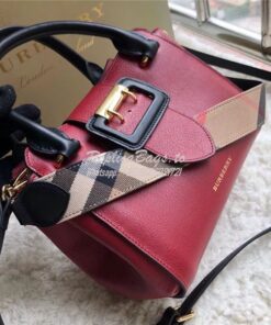 Replica  Burberry The Small/Medium Buckle Tote in red Grainy Leather 4 2