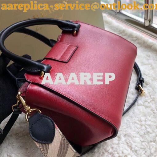 Replica  Burberry The Small/Medium Buckle Tote in red Grainy Leather 4 9