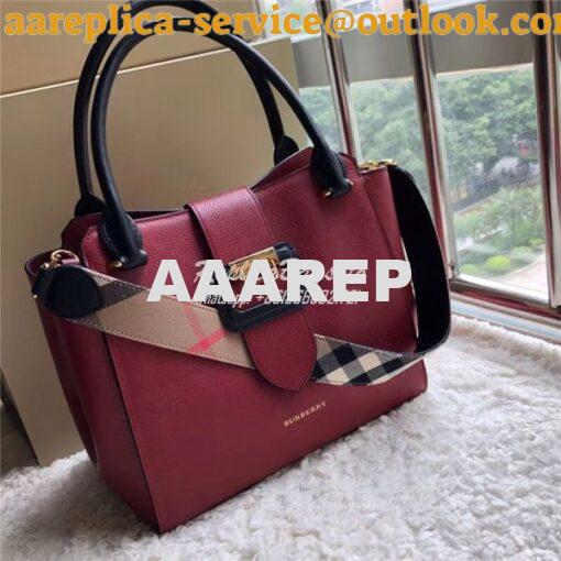 Replica  Burberry The Small/Medium Buckle Tote in red Grainy Leather 4 12