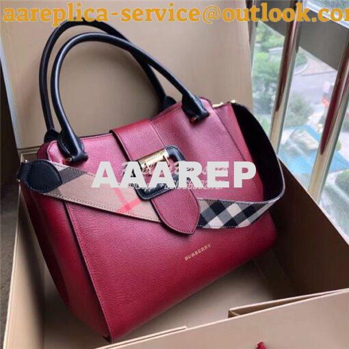 Replica  Burberry The Small/Medium Buckle Tote in red Grainy Leather 4 13