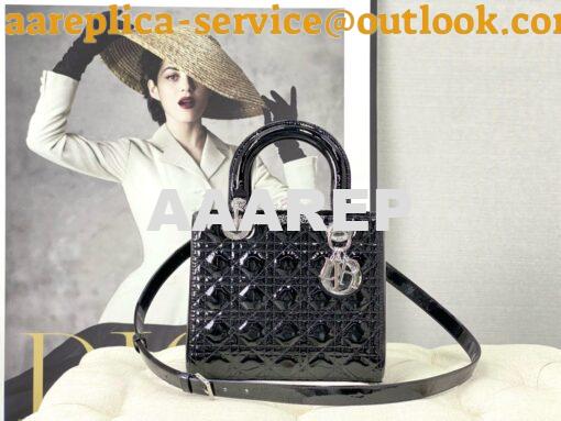 Replica Dior Small Lady Dior Bag Cannage Patent Calfskin M0531 Black w