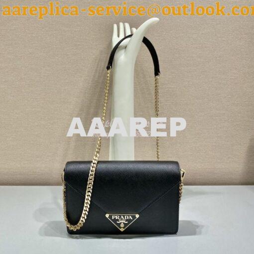 Replica Prada Saffiano leather shoulder bag 1BD318 Black 3