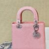 Replica Dior Lizard Leather Small Lady Dior Bag in Rose Sakura with Cr